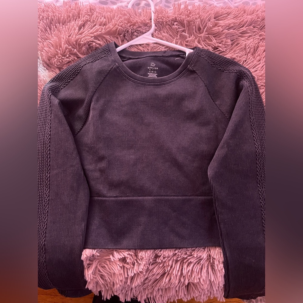 Aerie offline cropped ribbed long sleeve / size large